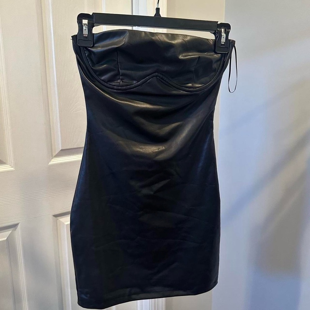 Leather mini dress